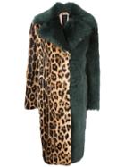 No21 Contrast Panel Fur Coat, Women's, Size: 38, Brown, Rabbit Fur/lamb Skin