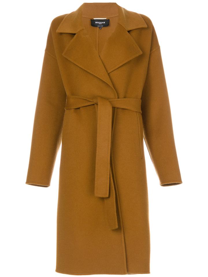 Rochas Long Belt Coat - Brown