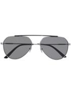Calvin Klein Matte Finish Aviator Frame Sunglasses - Black