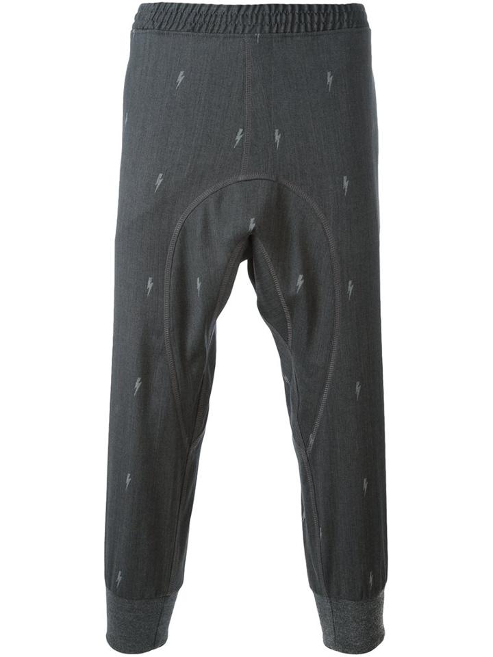 Neil Barrett Gathered Ankle Track Pants, Men's, Size: 50, Grey, Cotton/polyester/spandex/elastane/virgin Wool