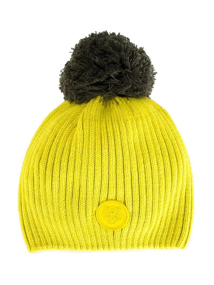 Kenzo Kids Knitted Bobble Hat, Boy's, Yellow/orange