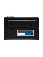 Prada Logo Embossed Zip Pouch - Black