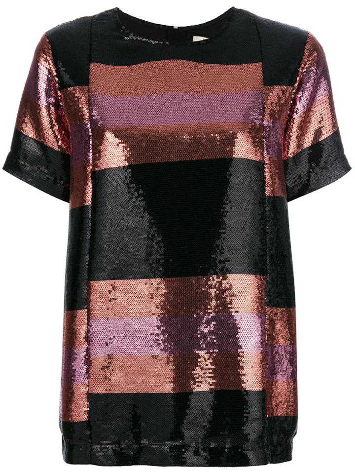 Odeeh Sequined Short-sleeved Top - Black
