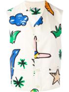 Jc De Castelbajac Vintage Looney Tunes Printed Waistcoat, Men's, Size: 48, White