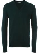 Dolce & Gabbana Embroidered Crown Jumper, Men's, Size: 50, Green, Virgin Wool