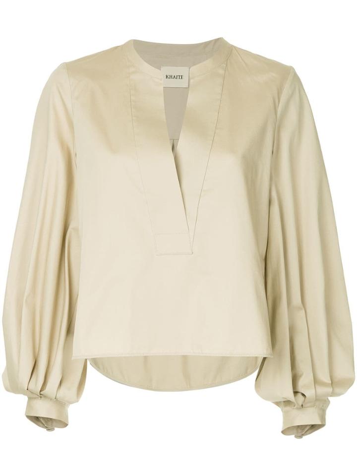 Khaite Deep V-neck Blouse - Nude & Neutrals