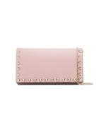 Valentino Pink Rockstud Studded Leather Wallet On A Chain - Pink &