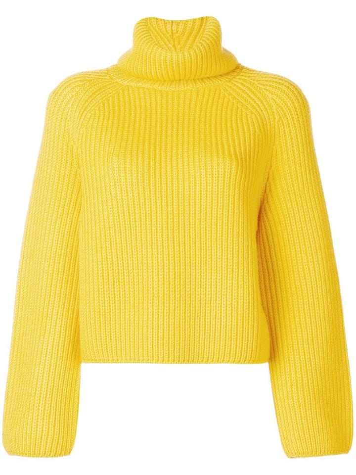 Pringle Of Scotland Roll Neck Ribbed Sweater - Yellow & Orange