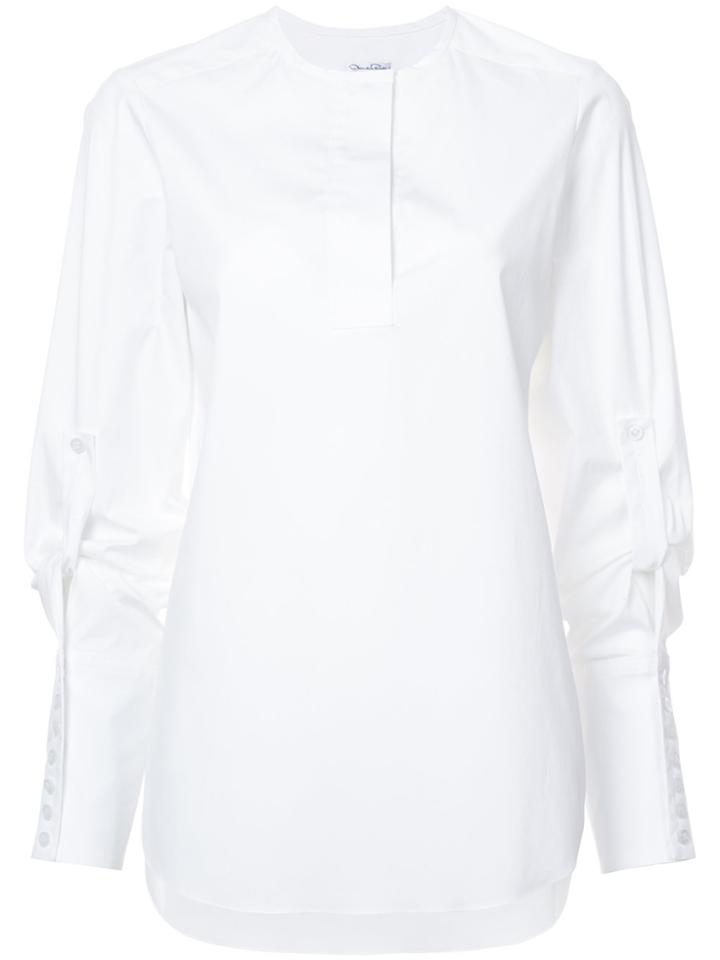 Oscar De La Renta Roll Sleeve Blouse - White