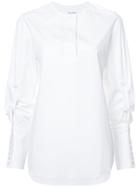 Oscar De La Renta Roll Sleeve Blouse - White
