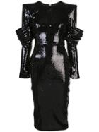 Alex Perry Sequin Midi Dress - Black