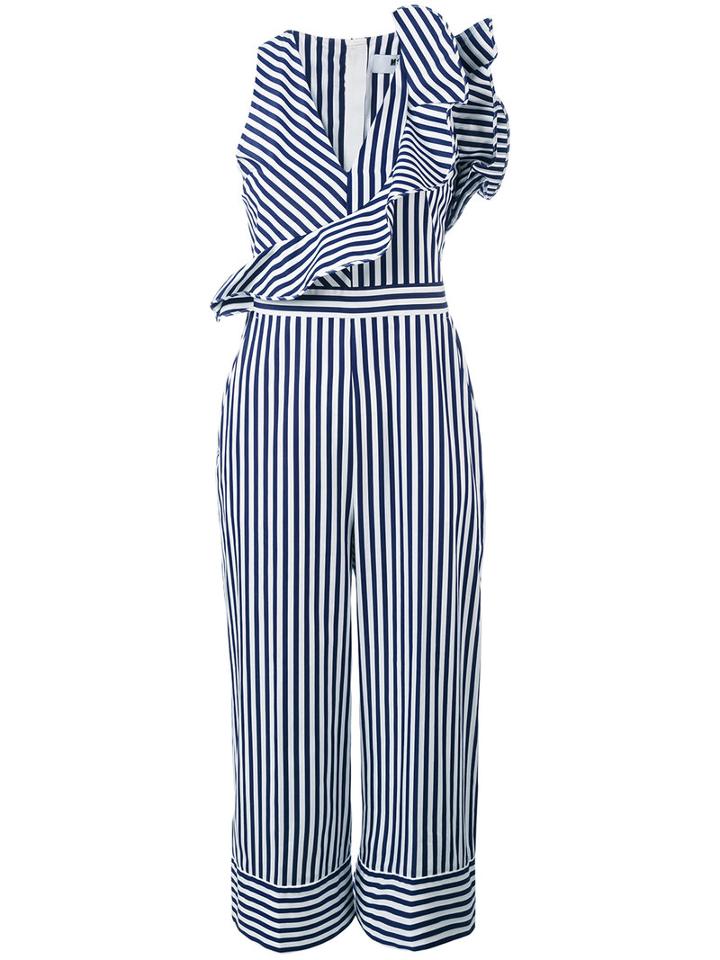 Msgm - Striped Jumpsuit - Women - Cotton - 38, White, Cotton