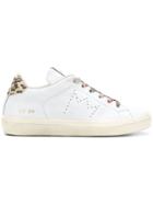 Leather Crown Leopard Print Detail Sneakers - White