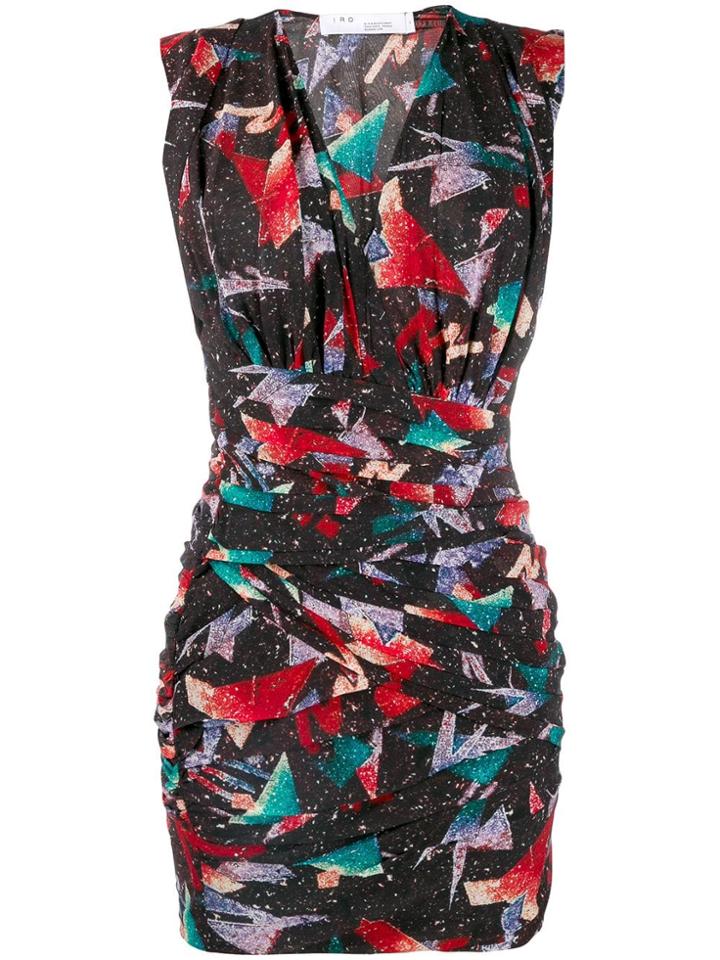 Iro Printed V-neck Dress - Black