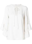 P.a.r.o.s.h. Peplum Cuffed Blouse - Nude & Neutrals