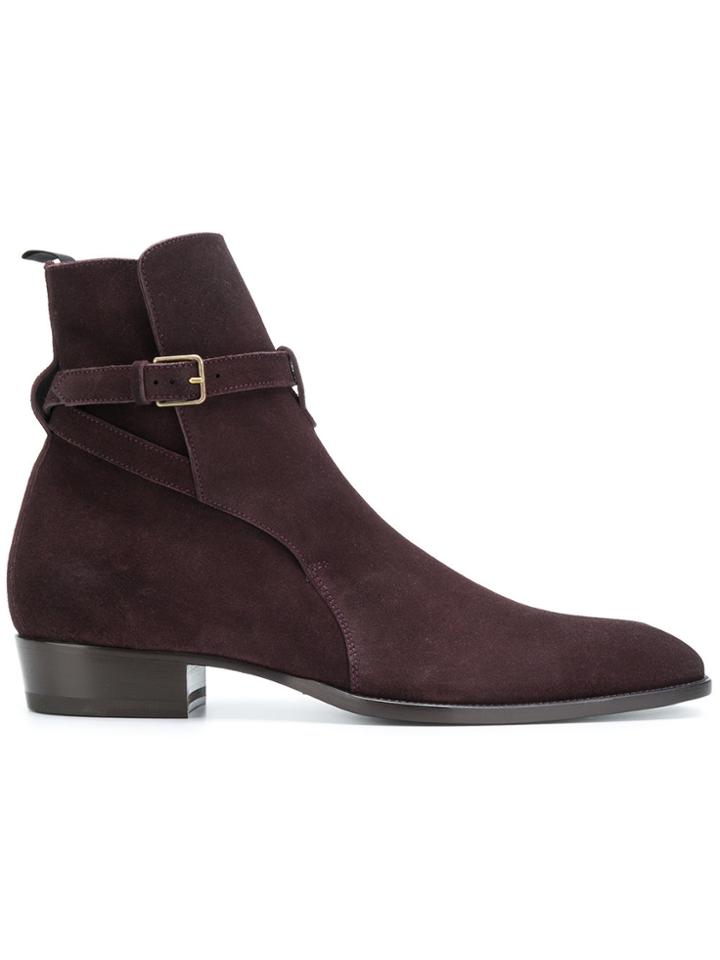 Saint Laurent Wyatt Boots - Pink & Purple
