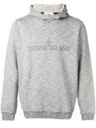 Stone Island Logo Hooded Sweater - Grey