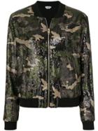 Liu Jo Camouflage Sequin Bomber Jacket - Black