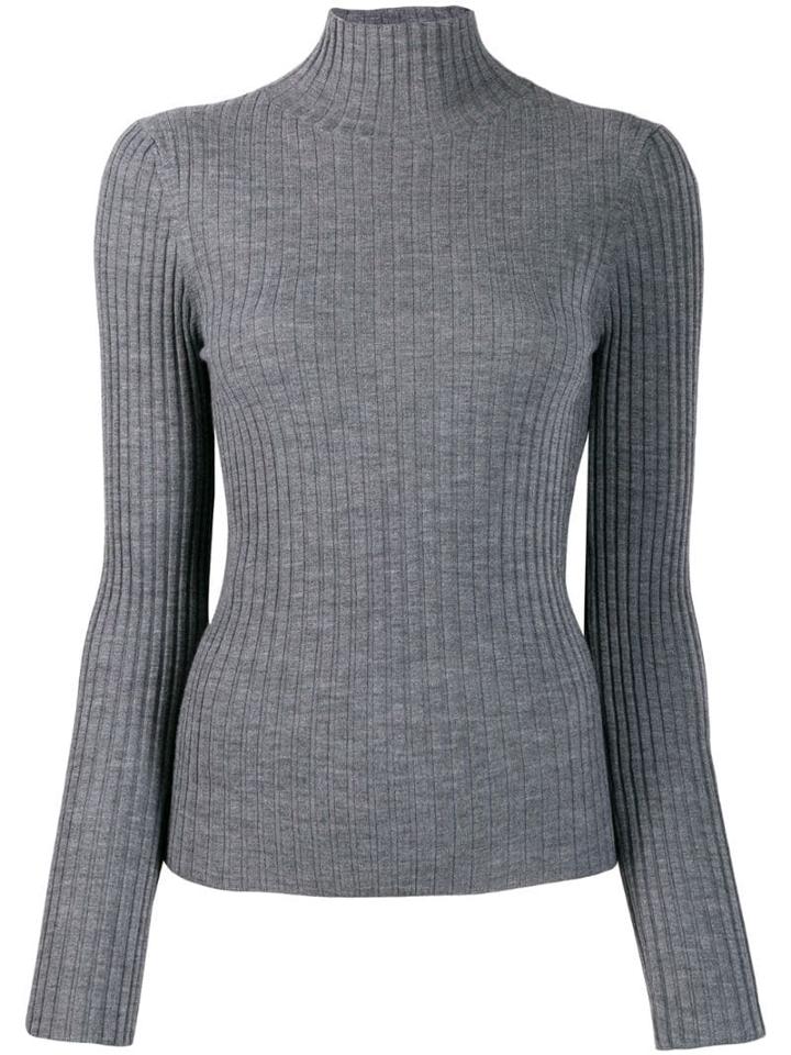 Plan C Turtleneck Knit Sweater - Grey