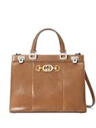 Gucci Gucci Zumi Snakeskin Medium Top Handle Bag - Brown