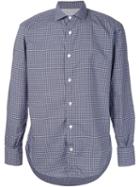 Eleventy Plaid Shirt, Men's, Size: 42, Blue, Cotton