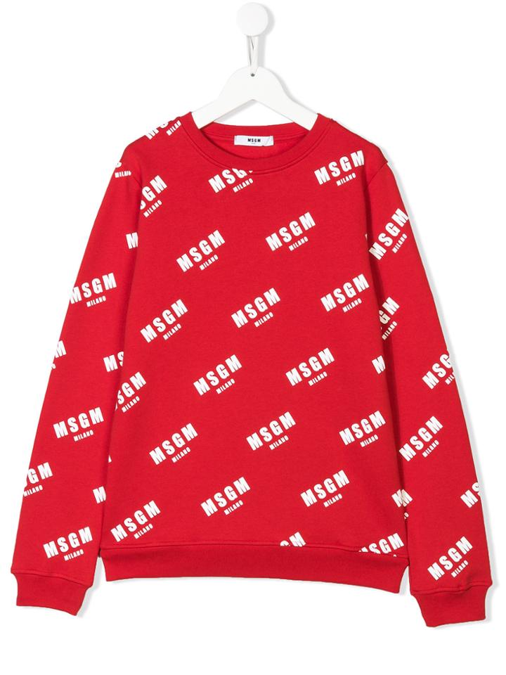 Msgm Kids Monogram Printed Sweatshirt - Red