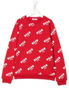 Msgm Kids Monogram Printed Sweatshirt - Red