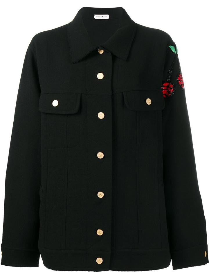 Natasha Zinko Embroidered Oversized Jacket, Women's, Size: 34, Black, Acetate/cupro/wool
