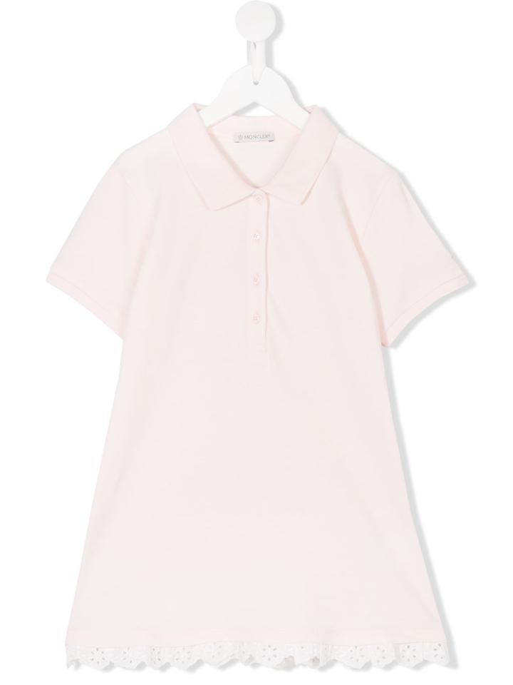 Moncler Kids Scalloped Hem Polo Shirt - Pink & Purple