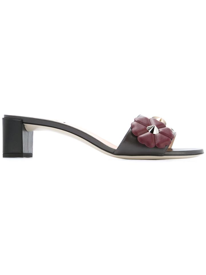 Fendi Floral Applique Sandals - Pink & Purple