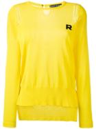 Rochas - Logo-embroidered Knitted Sweater - Women - Cotton - 40, Women's, Yellow/orange, Cotton