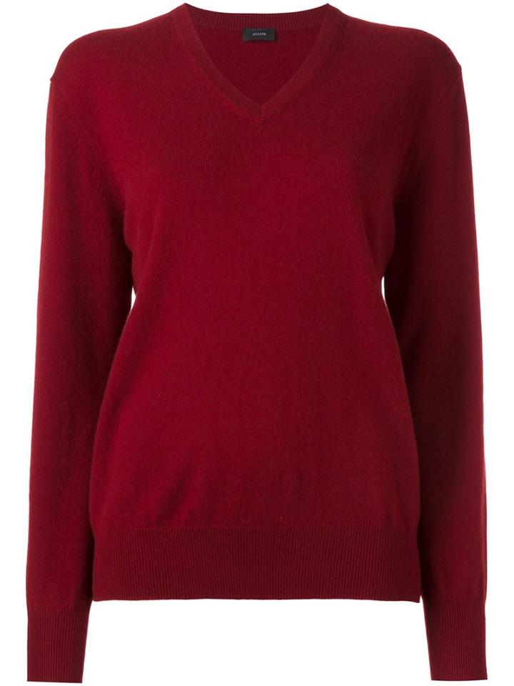 Joseph V-neck Jumper, Women's, Size: Large, Red, Cashmere