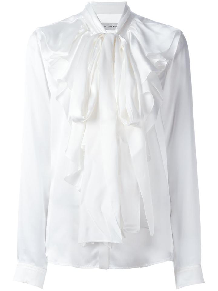 Faith Connexion Ruffled Neck Longsleeved Blouse, Women's, Size: 40, White, Silk