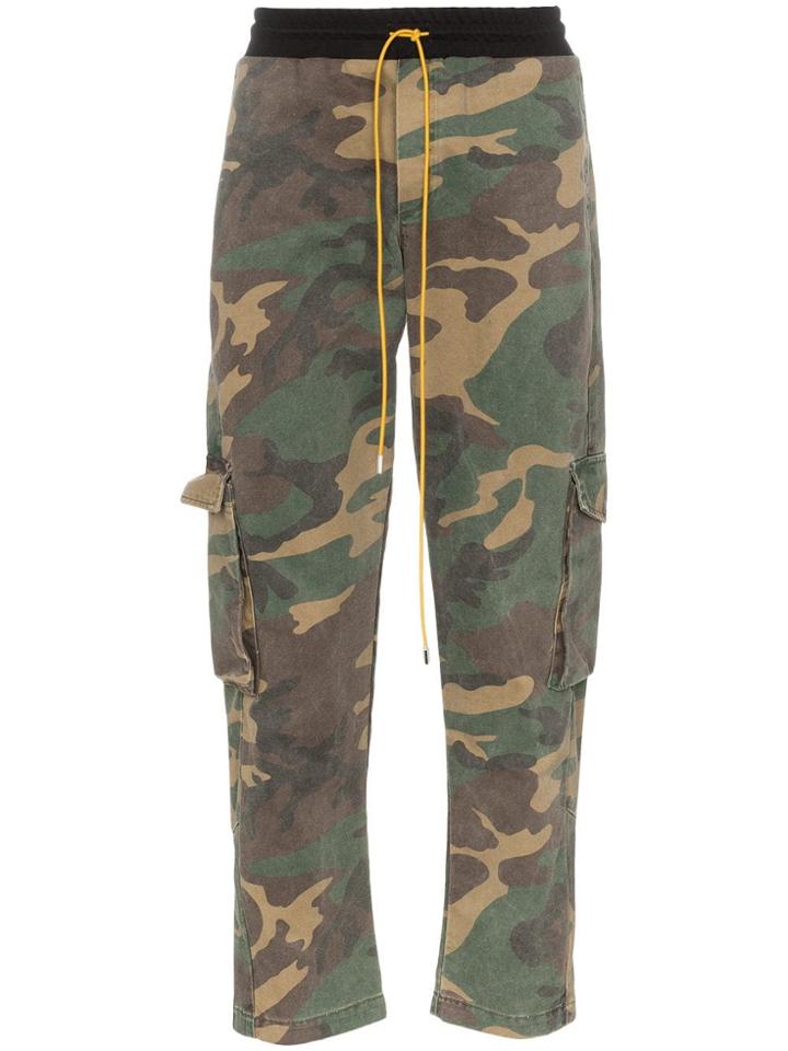 Rhude Rifle Camo Print Cotton Cargo Trousers - Green