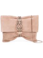 Jimmy Choo - 'chandra' Embellished Clutch - Women - Goat Skin/metal - One Size, Nude/neutrals, Goat Skin/metal