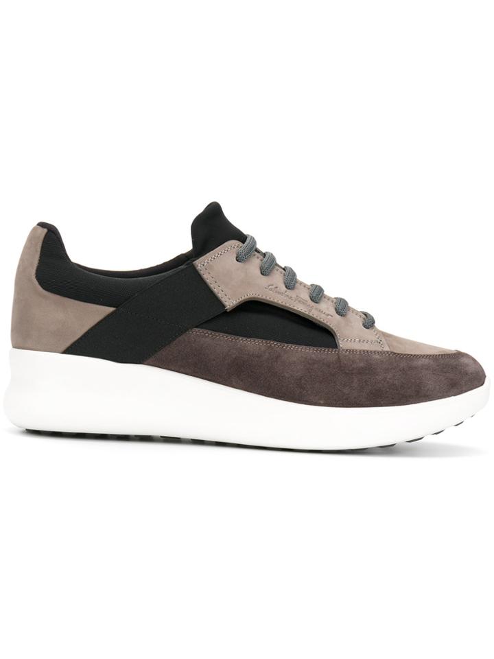 Salvatore Ferragamo Chunky Sole Paneled Sneakers - Grey