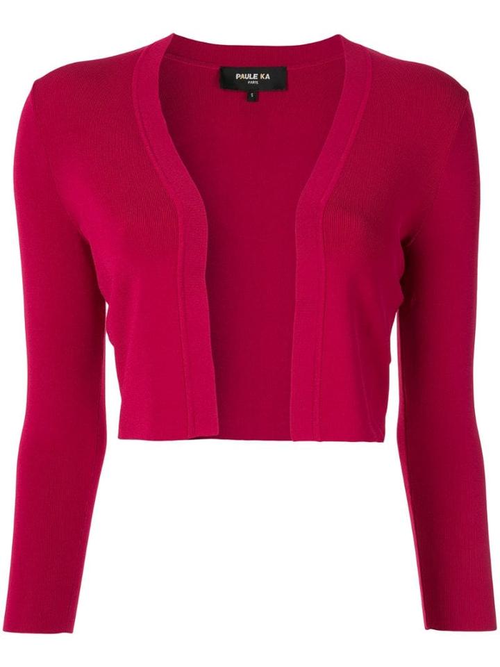 Paule Ka Cropped Knit Cardigan - Pink