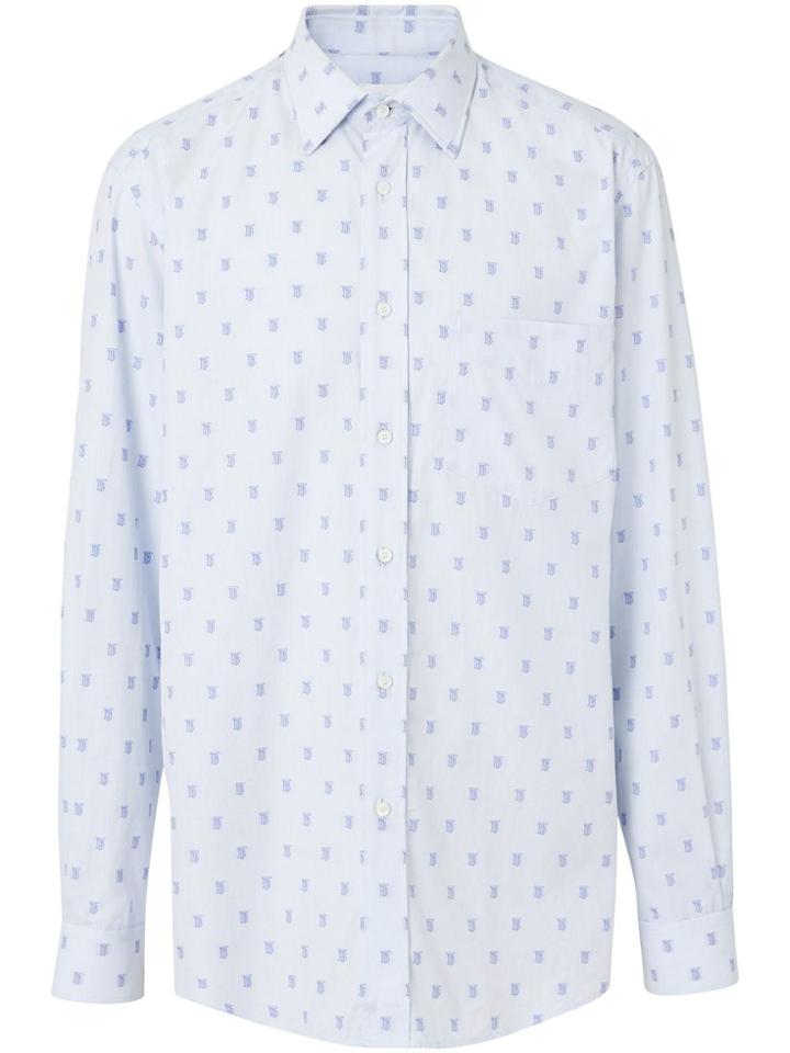 Burberry Fil Coupé Monogram Shirt And Tie Twinset - Blue