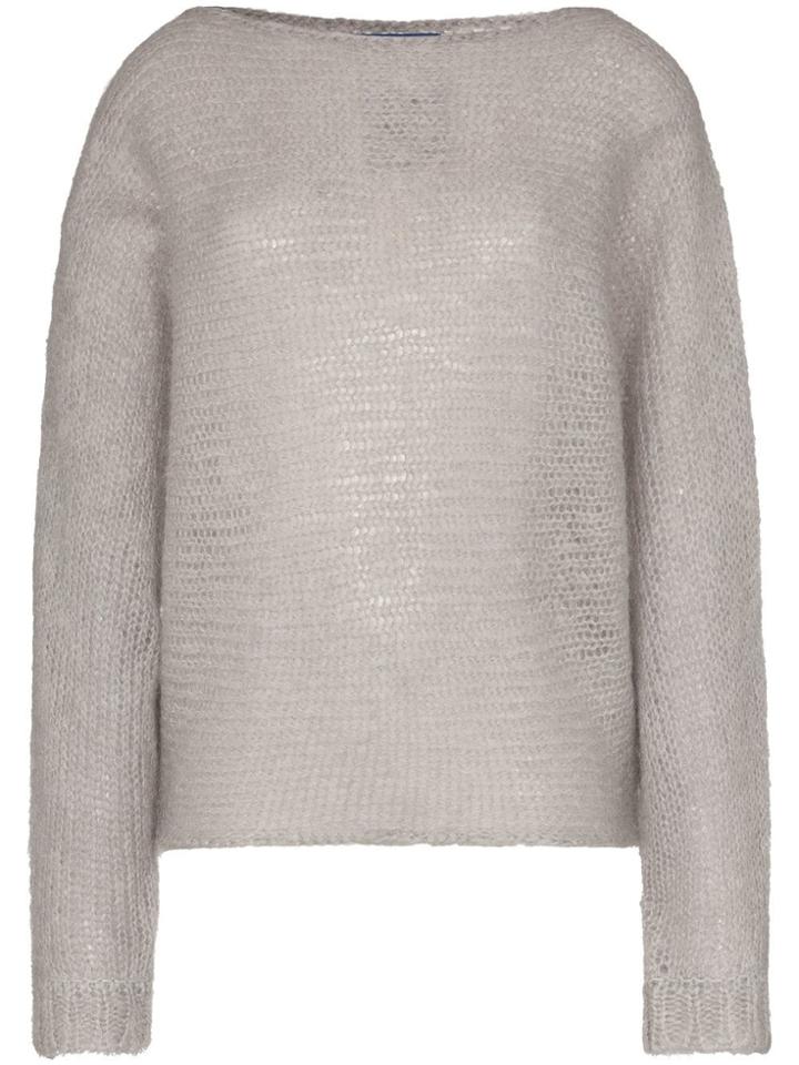 Simon Miller Batwing Sleeve Knitted Mohair Wool Jumper - Grey