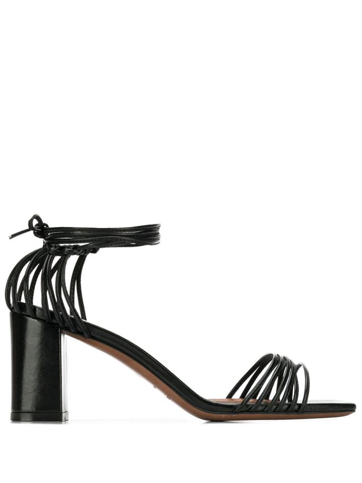 L'autre Chose Strappy Block Heel Sandals - Black