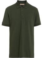 Burberry Check Placket Cotton Polo Shirt - Green