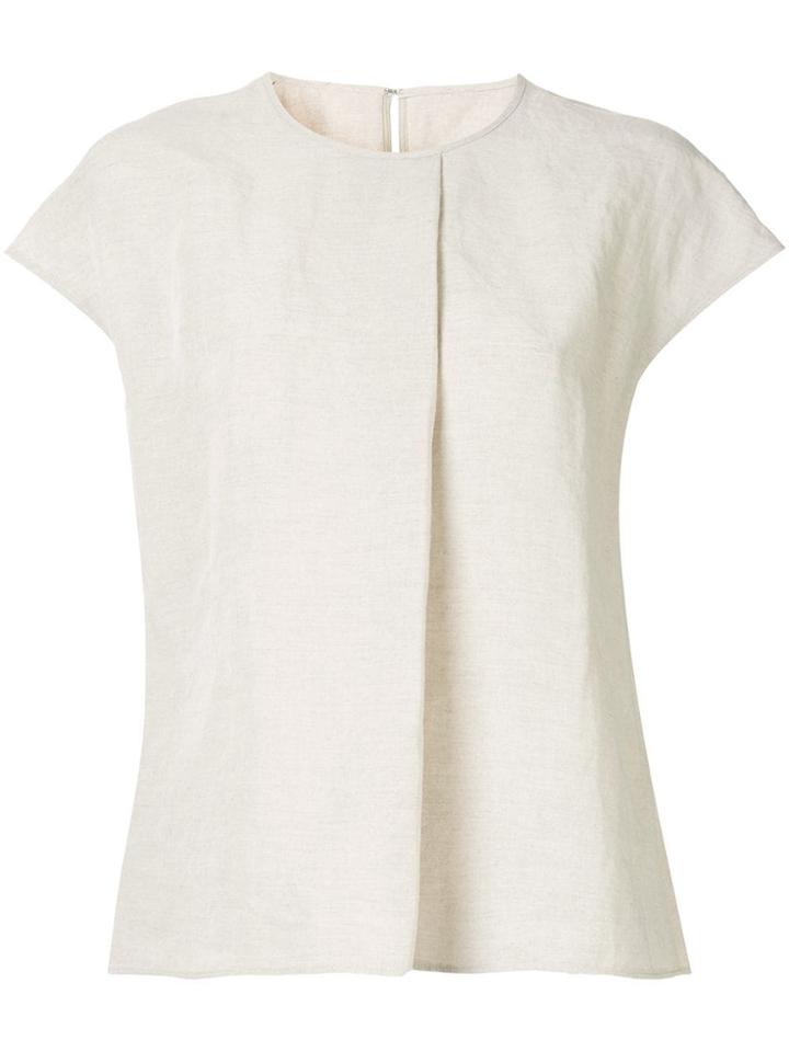 Ballsey Front Pleat Blouse - Neutrals