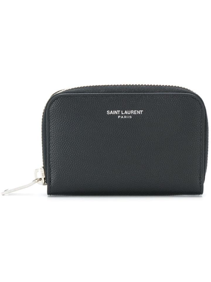 Saint Laurent Grain De Poudre Small Zip Around Wallet - 1000 Black