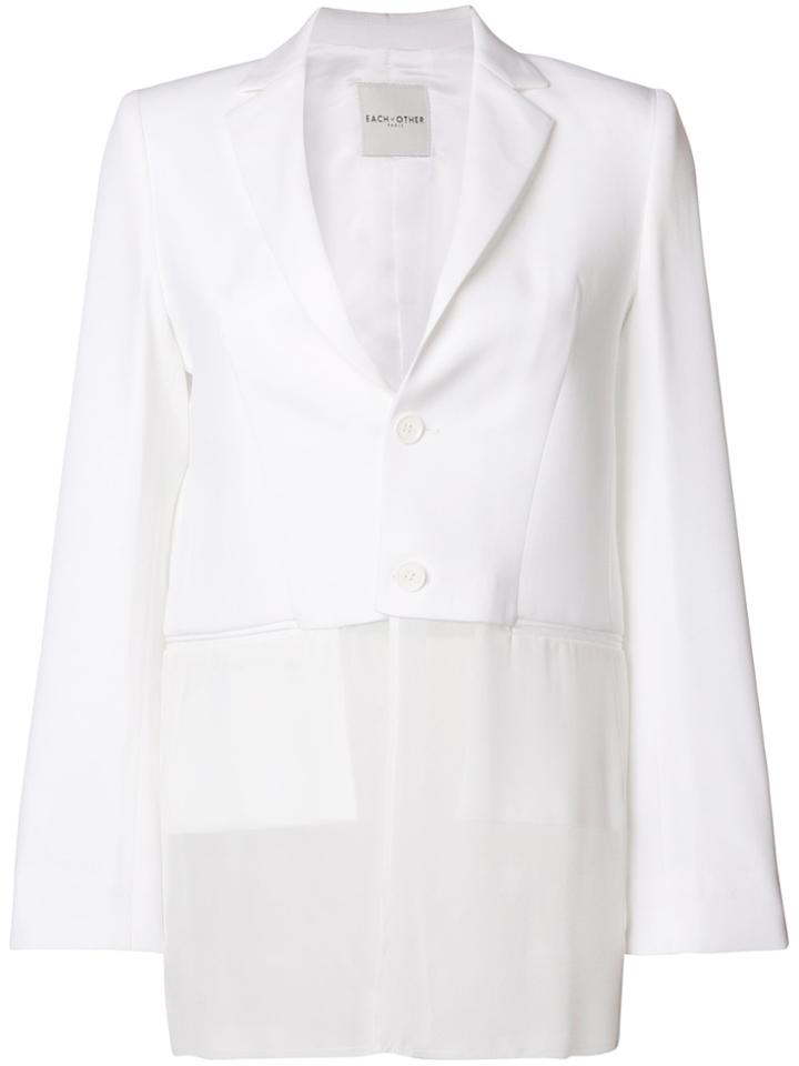 Each X Other Sheer Hem Fitted Blazer - White