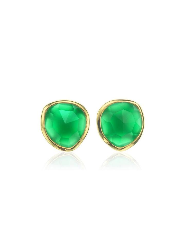 Monica Vinader Siren Stud Green Onyx Earrings - Gold