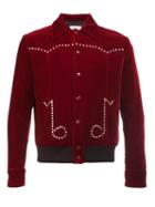 Saint Laurent Musical Notes Teddy Jacket, Men's, Size: 48, Red, Cotton/cupro/viscose/wool