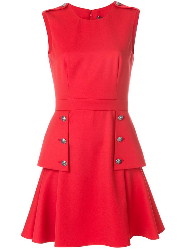 Alexander Mcqueen Embossed Button Dress - Red