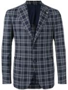 Tagliatore - Checked Blazer - Men - Silk/cupro/virgin Wool - 46, Blue, Silk/cupro/virgin Wool