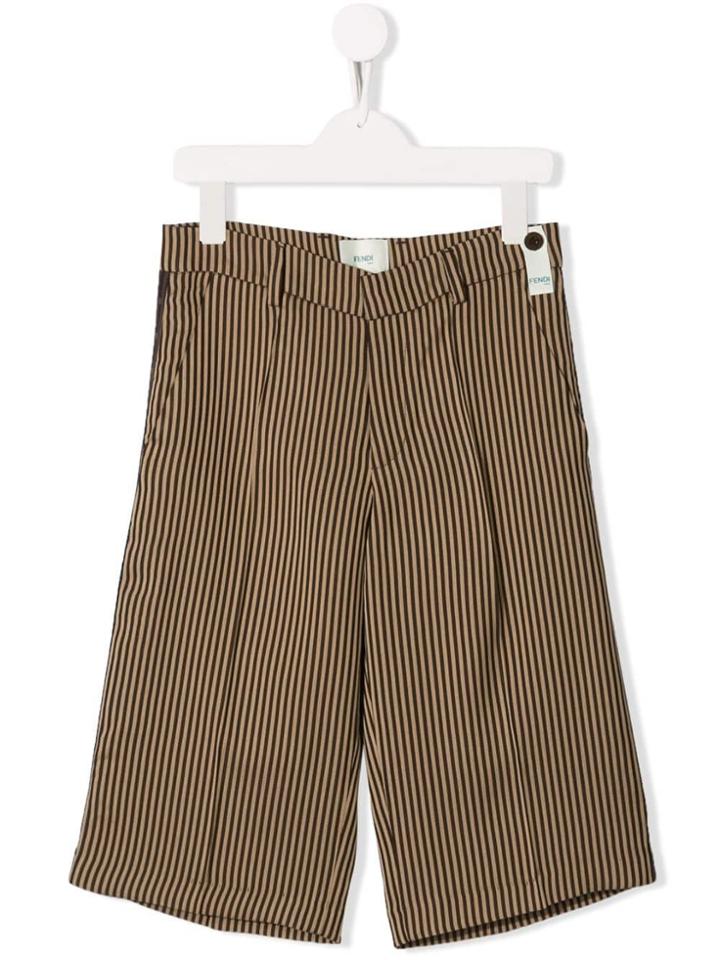 Fendi Kids Striped Shorts - Brown
