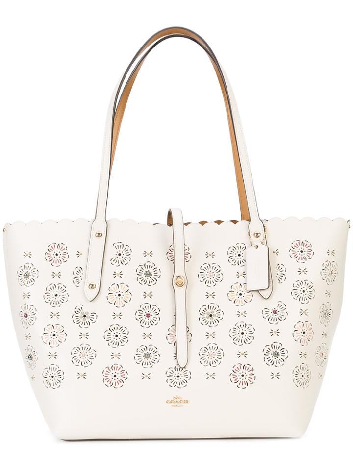Coach Tea Rose Market Tote - White